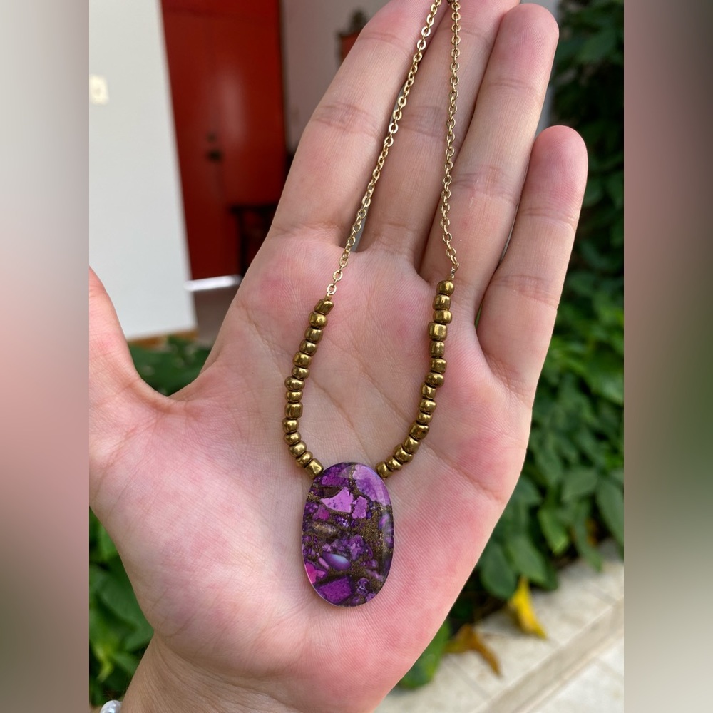 New Handmade gemstone necklace and gold beads